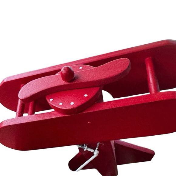 Vintage Wooden Santa Airplane Ornament – Hand-Painted Christmas Folk Art Décor - Picture 5 of 8